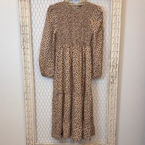 NWT Simply Southern Tan and Black Long Sleeve Midi Dress